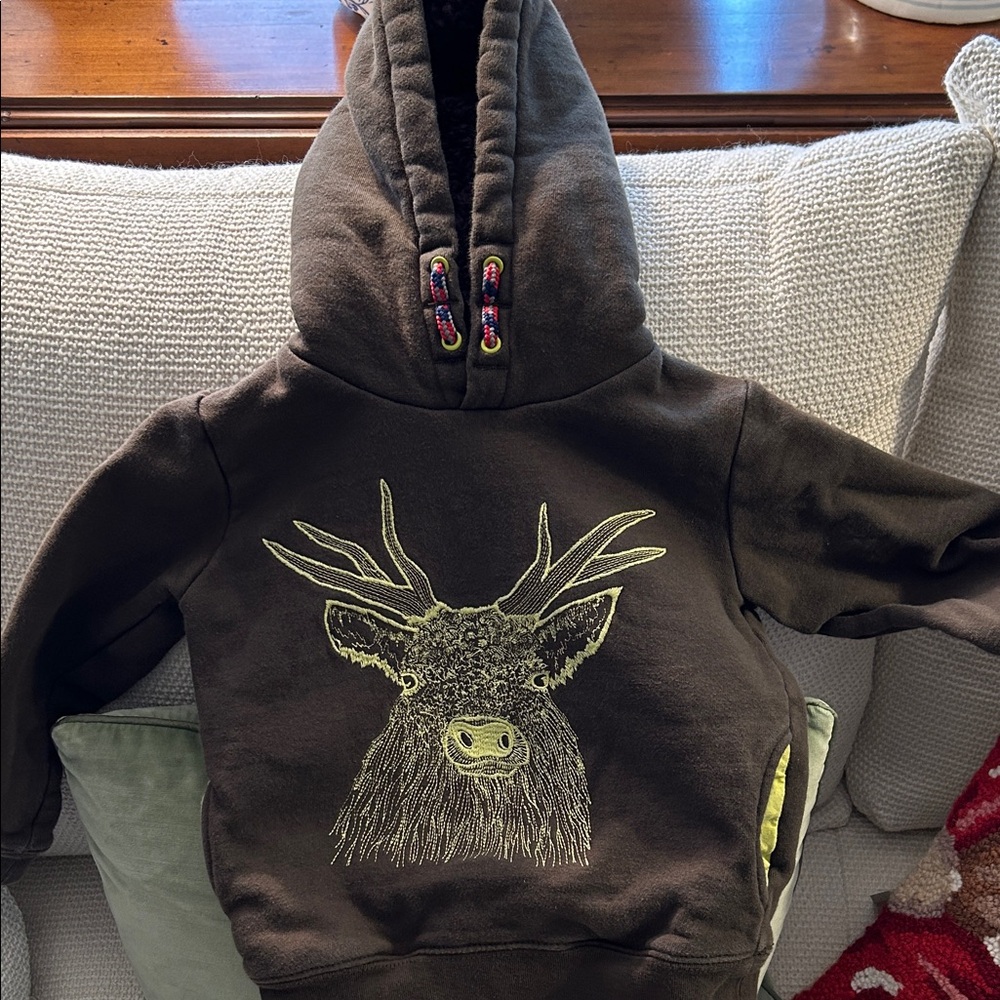 Mini Boden Elk/Deer Brown Hoodie size 3–4y